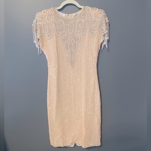Dresses & Skirts - Vintage Silk Beaded Lew Magram New York Peach Dress. Small. EUC. Sequin.